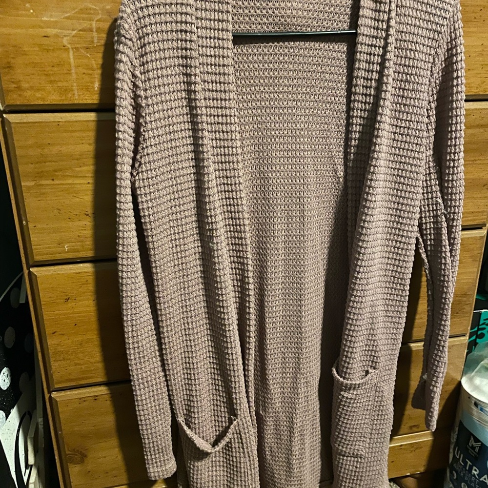 Women's Waffle Knit Cardigan Sweater - Pink